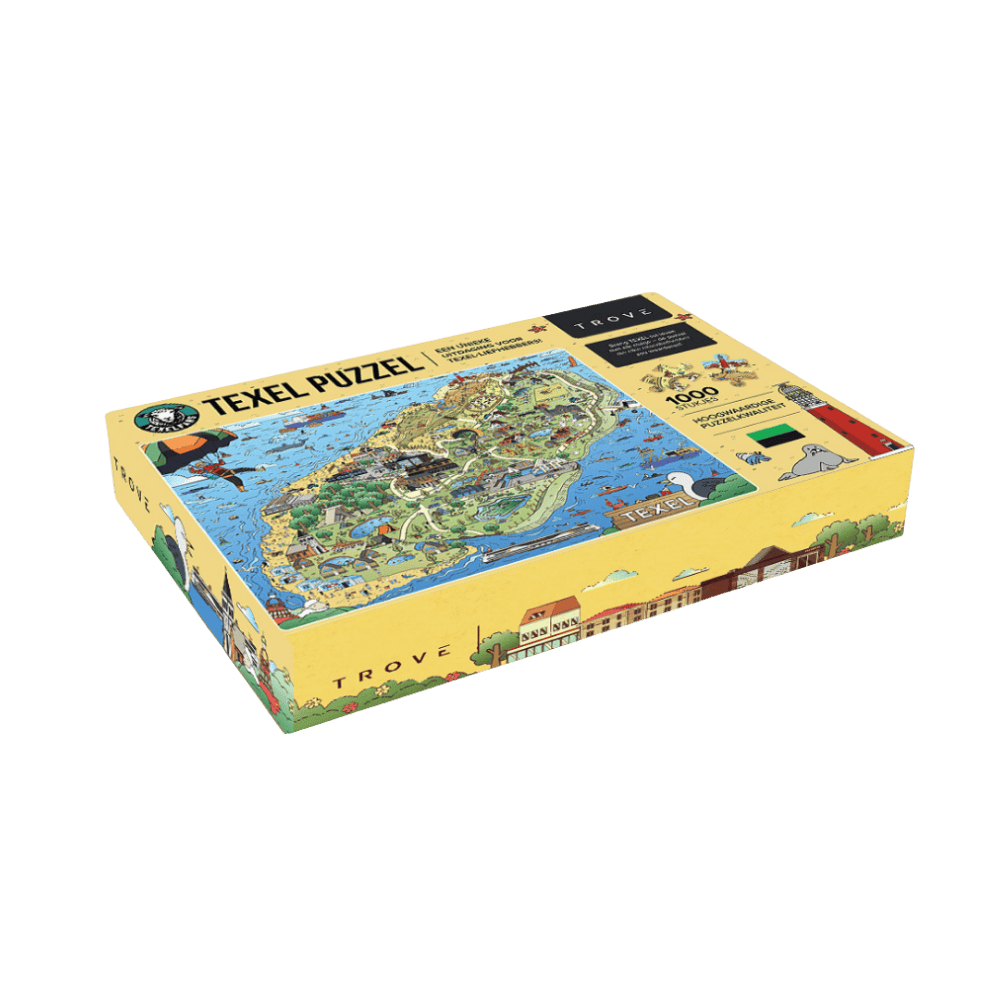 Foto van texel puzzel liggende doos geel