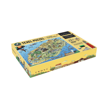 Foto van texel puzzel liggende doos geel