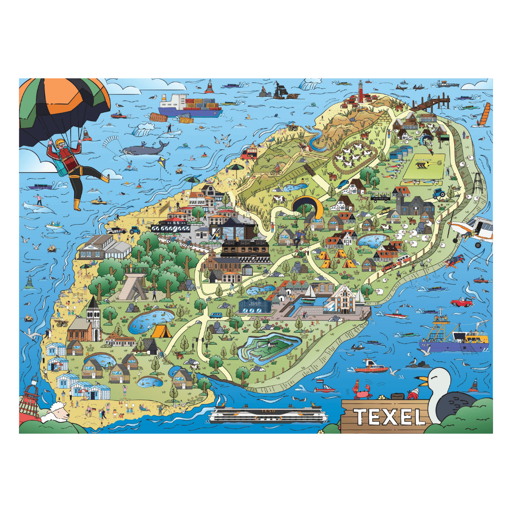 Foto van texel puzzel liggende doos geel