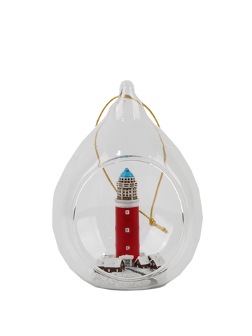 Glazen Deco bol Texelse Vuurtoren – Uniek Texel Souvenir & Kerstbal